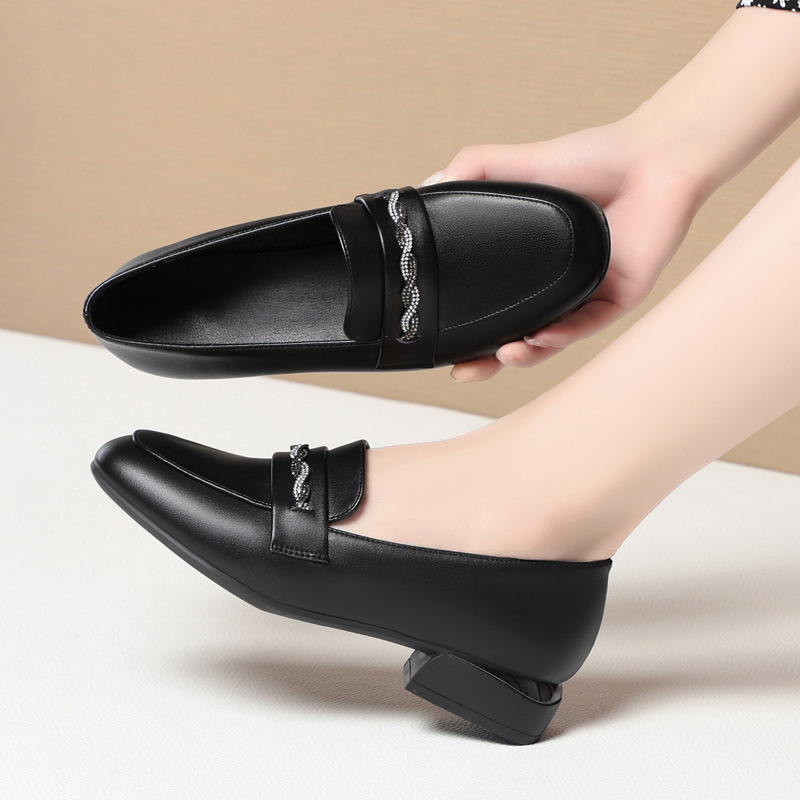 新款软皮软底厚底单鞋女春秋英伦风圆头乐福鞋小皮鞋