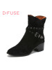 迪芙斯D:FUSE牛皮尖头中跟拉链皮带扣深口女鞋DF44115025