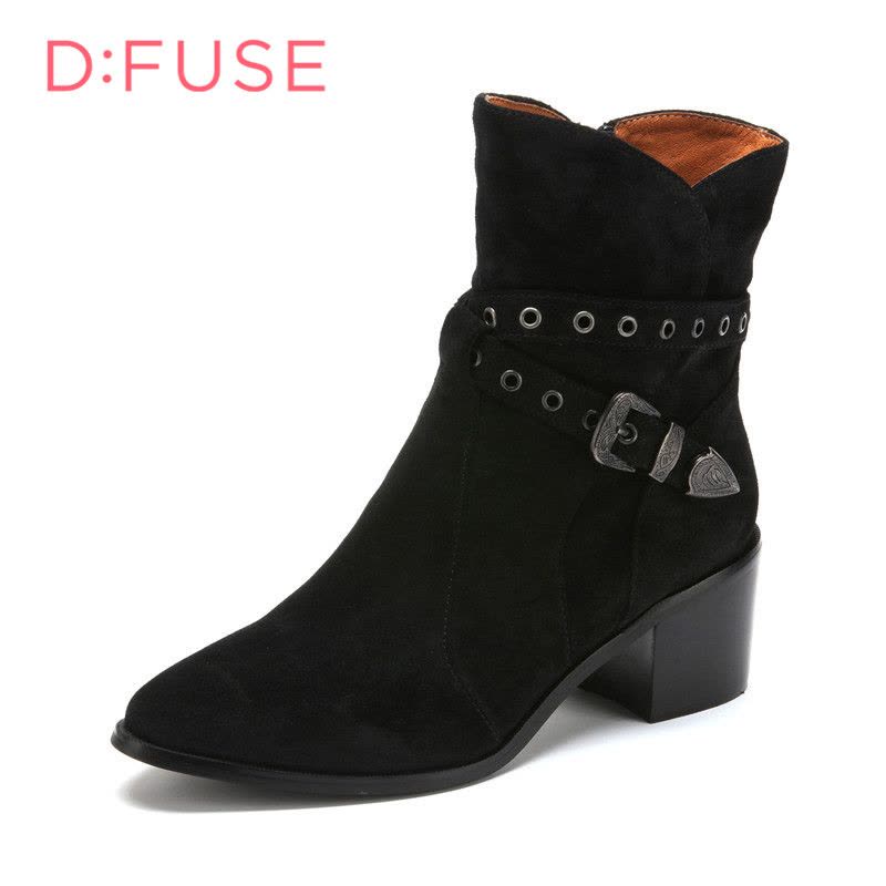 迪芙斯D:FUSE牛皮尖头中跟拉链皮带扣深口女鞋DF44115025图片