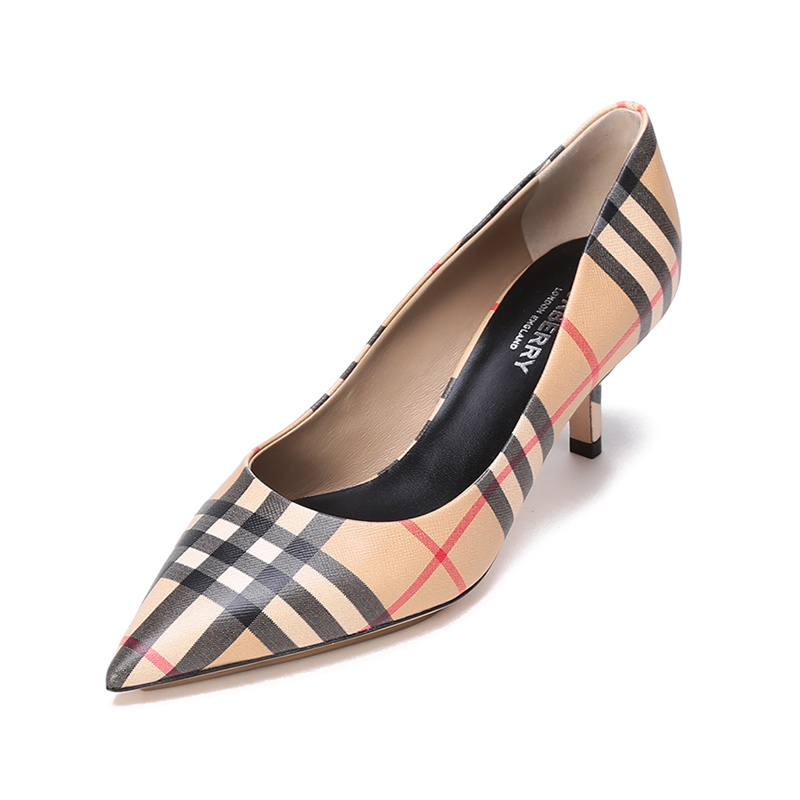 博柏利巴宝莉burberry女款牛皮革尖头高跟鞋80419381视频