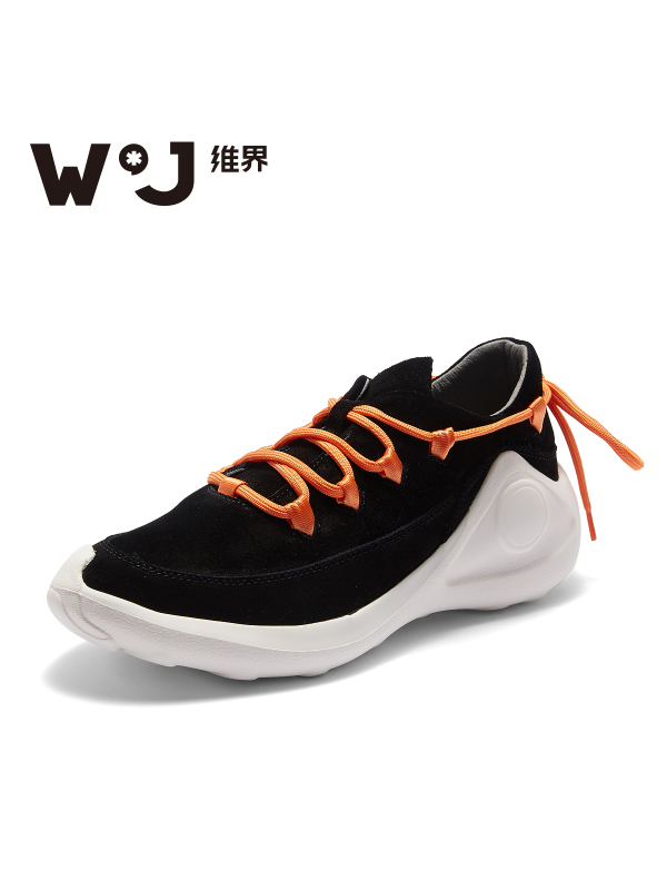 维界秋季男鞋潮流时尚系带黑色休闲鞋男士个性简约耐磨厚底鞋新潮
