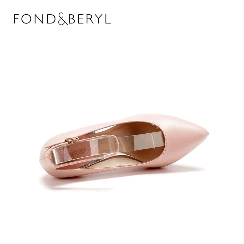 菲伯丽尔Fondberyl春季羊皮一字扣玛丽珍高跟鞋女FB51117211图片
