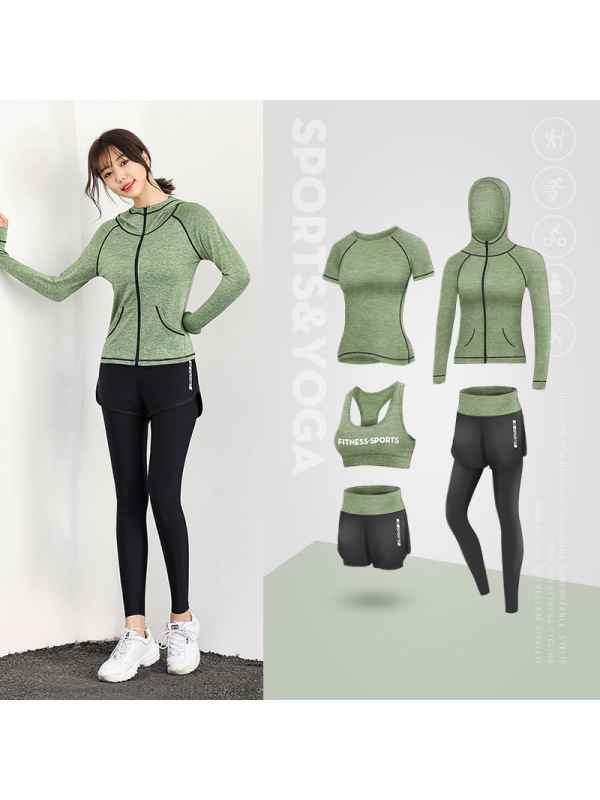 CeenBulled运动套装暴汗服女健身房春季跑步休闲速干五件套初学者时尚瑜伽服