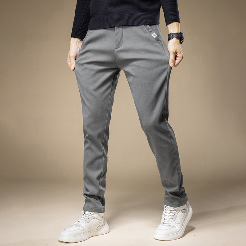 ceba冰爽天丝薄款男士弹力休闲裤男青少年港风修身显廋小直筒九