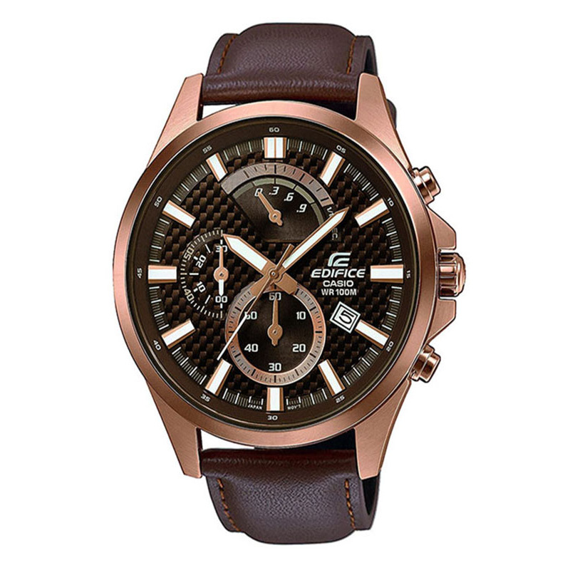 casio卡西欧石英表男edifice系列日韩品牌商务时尚简约男士皮革石英表