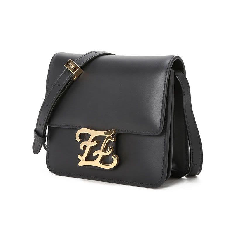 预售FENDI KARLIGRAPHY 口盖包迷你 双F花字光面皮8BT317金扣图片