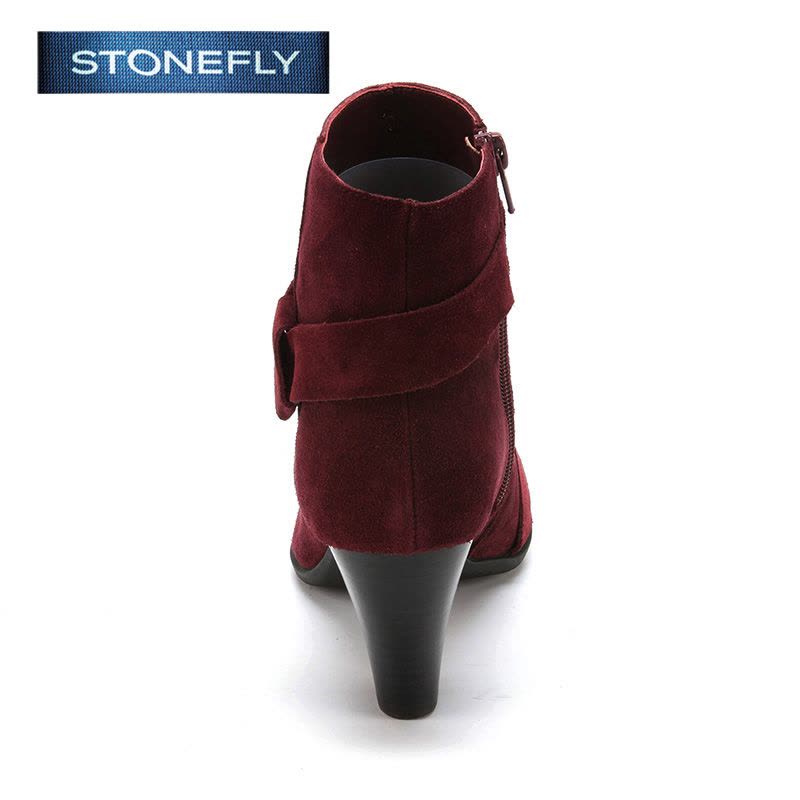 斯通富来STONEFLY反绒皮圆头中跟拉链皮带装饰深口女鞋SD44113211图片