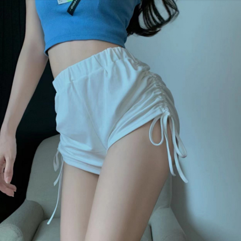 含棉新款运动休闲裤女夏季性感热裤抽绳高腰短裤宽松阔腿裤子