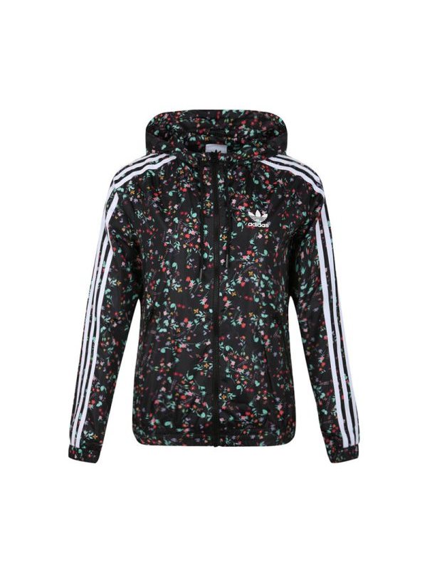 阿迪达斯三叶女运动时尚碎花休闲连帽夹克防风衣外套DP8587_9