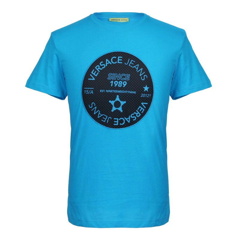 VERSACE JEANS男士蓝色棉质短袖T恤衫B3GTB76J 36610 228