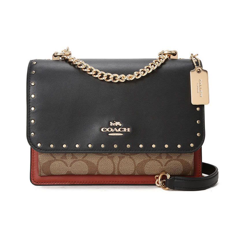 COACH 蔻驰 F 女士斜挎包口盖包 织物拼皮90400图片
