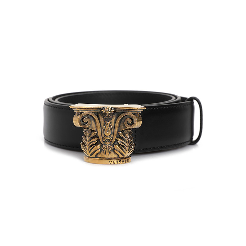 19ss新品 范思哲/VERSACE 男士皮带 美杜莎logo腰带 牛皮革 黑色 意大利进口