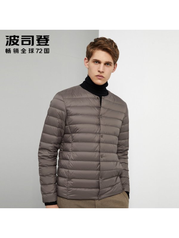 波司登男士2019秋冬羽绒服V领短款中老年男装内恤