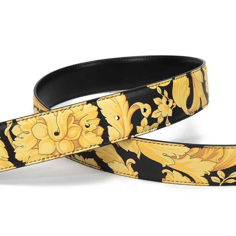 VERSACE 范思哲 男士 牛皮美杜莎头像板扣式双面皮带腰带 DCU6705 DVST4