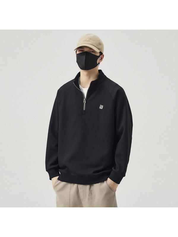 秋季半高领拉链男士卫衣春秋季潮流百搭长袖新款美式潮牌百搭上衣