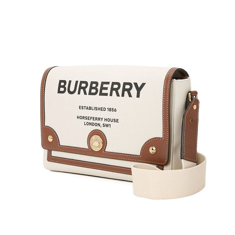 BURBERRY 博柏利 HORSEFERRY 斜挎包 单肩包 口盖包 字母徽标帆布织物8030249银扣