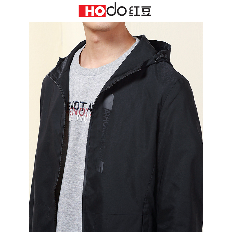 HODO红豆男装 男士风衣 2019春季新款时尚有型连帽风衣男