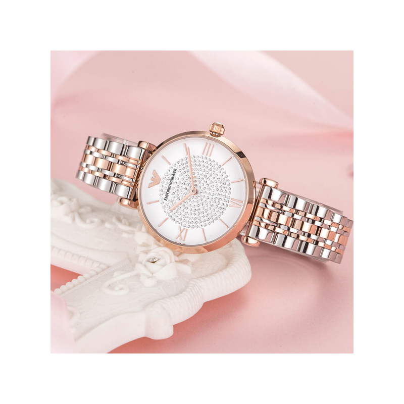 armani阿玛尼手表女满天星网红女表镶钻时尚钢带石英腕表ar1926