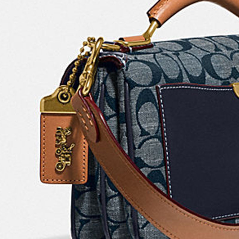 coach蔻驰chambrayriley口盖包手提单肩包马车标牛仔221457cm织物牛