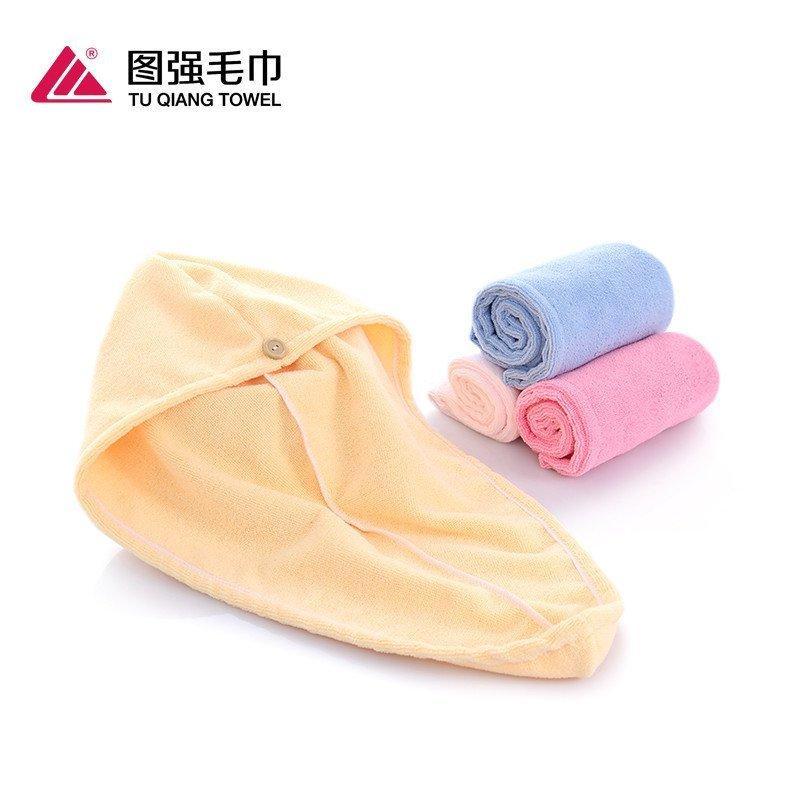 图强 四条素色加大加厚超强吸水毛巾浴帽 超细纤柔加大加厚干发毛巾