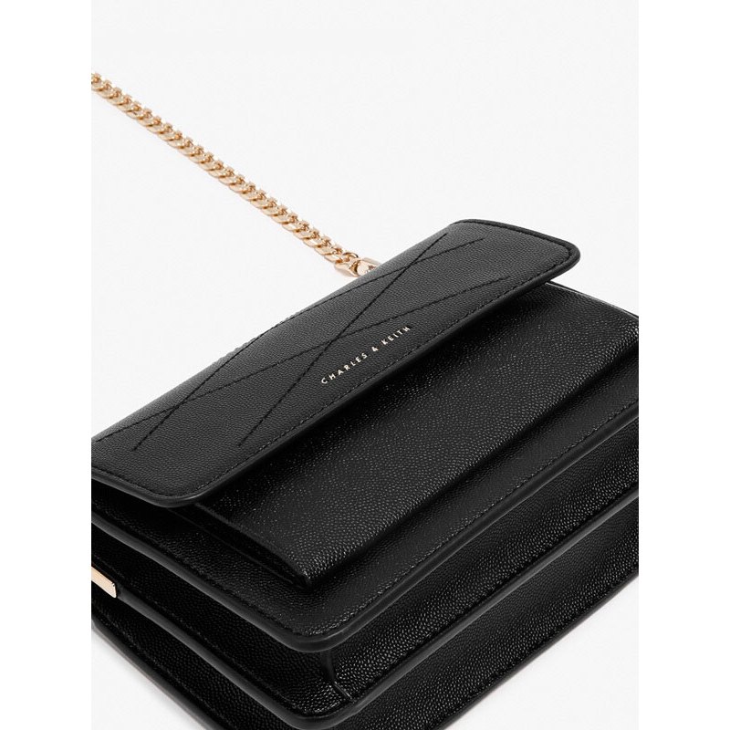 charleskeith小ck小方包ck280780285欧美风琴翻盖单肩包斜挎女包