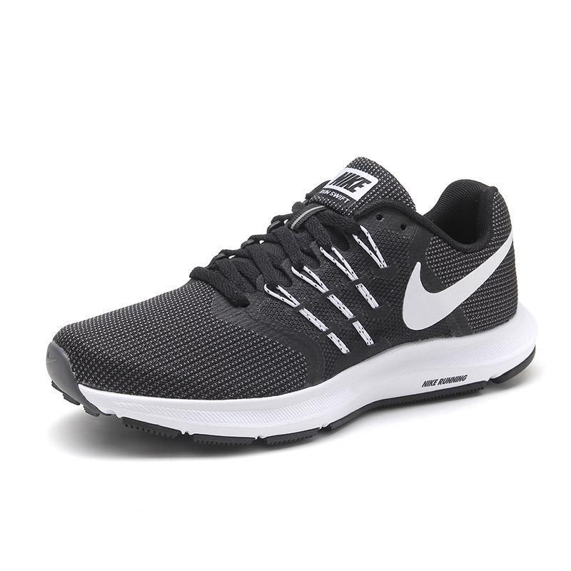 NIKE耐克女鞋跑步鞋RUN SWIFT基础飞线橡胶pho耐磨防滑休闲运动鞋909006 黑色