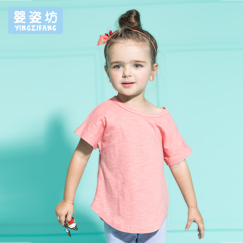 婴姿坊夏装男童休闲圆领T恤女童短袖上衣打底衫儿童1-4岁运动衣服