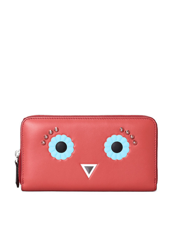 FENDI/芬迪 女钱包花朵铆钉眼睛长款拉链钱夹 8M0299 19x10.5x2.5CM