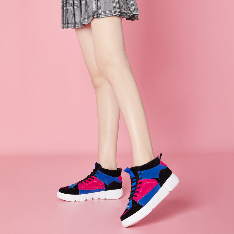 图思龙女生加绒保暖时尚高帮短靴冬季女鞋