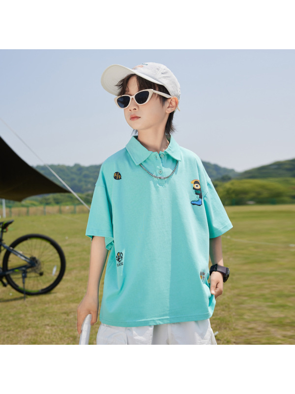 男童纯棉短袖T恤POLO衫2026新款夏装中大童夏季男孩上衣潮t