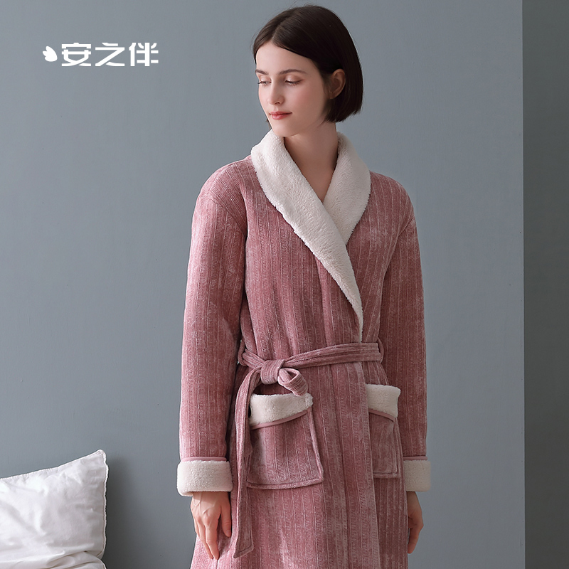 安之伴睡衣女晚秋袍复合