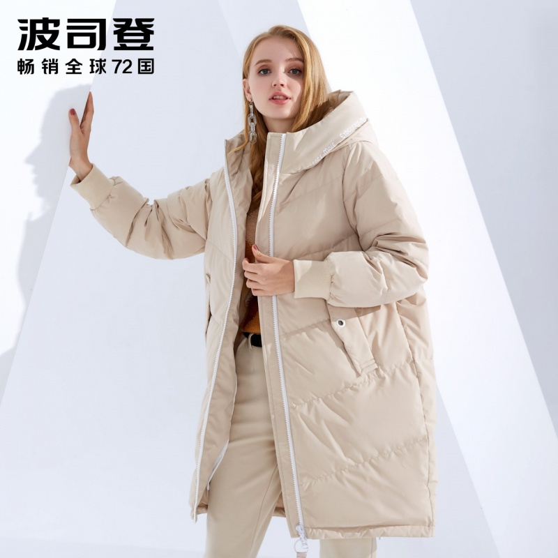 波司登冬季款女士中长款羽绒服时尚宽松厚款外套女