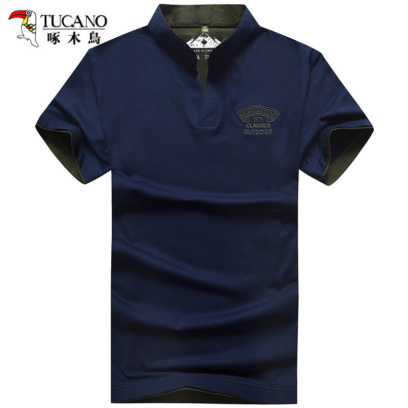 啄木鸟(TUCANO)短袖T恤男纯色棉质立领商务休闲男士POLO衫 17001ZM1728