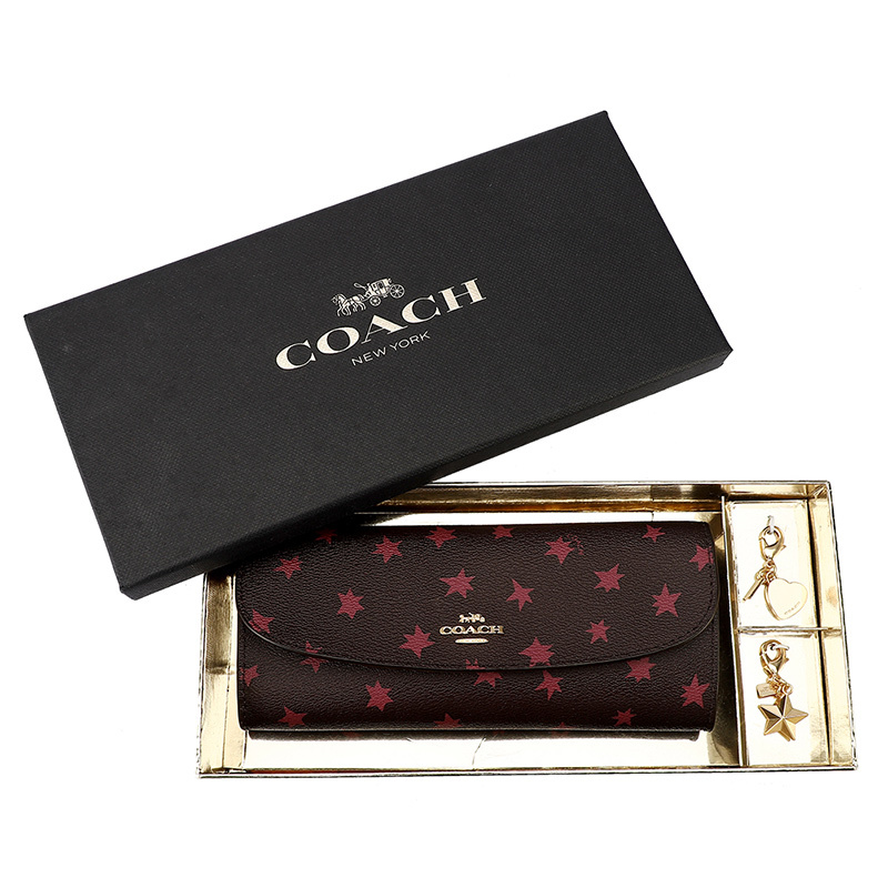 COACH 蔻驰 新年礼盒女士礼盒装皮质长款钱包钱夹 星星款