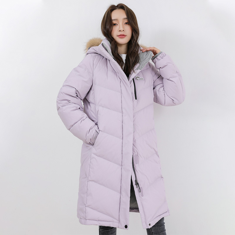 鸭鸭yaya户外羽绒服时尚潮流女士连帽保暖长款鹅绒服