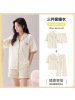 夏季女士睡衣新款开衫polo领短袖短裤三件套清新少女可外穿家居服