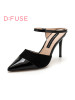 D：Fuse/迪芙斯尖头细跟职业休闲漆皮女拖鞋DF82110233
