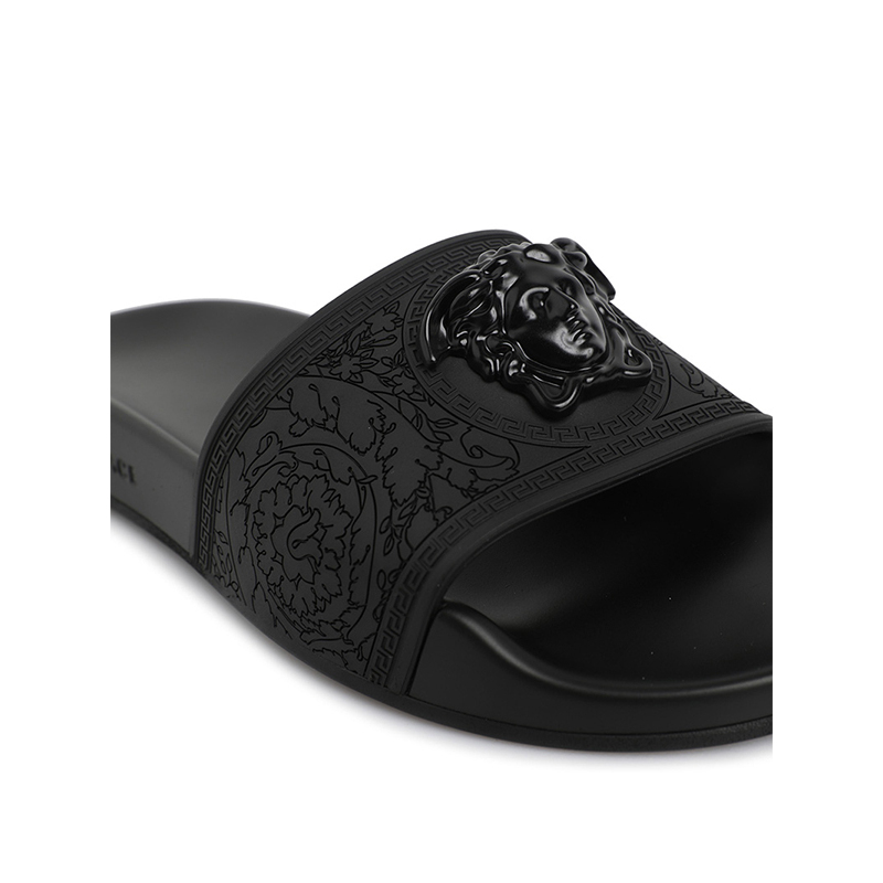 范思哲/VERSACE 19春夏新品 女士凉拖鞋美杜莎logo 意大利 新款 黑色