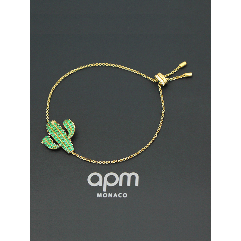 apmmonaco新款仙人掌s925银手链时尚女士时尚出街手串欧美风格银饰品