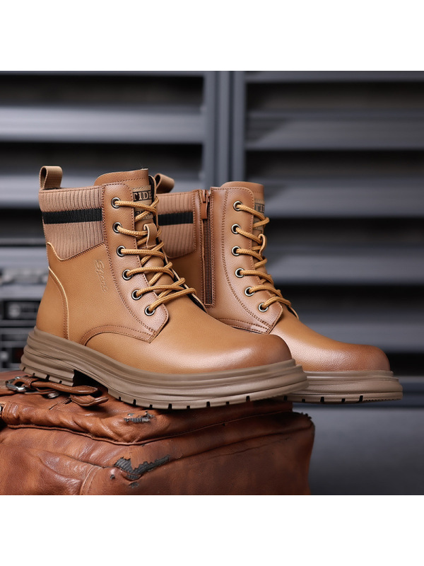 马丁靴男士高帮真皮英伦复古中帮潮鞋工装靴机车皮靴加绒保暖男鞋