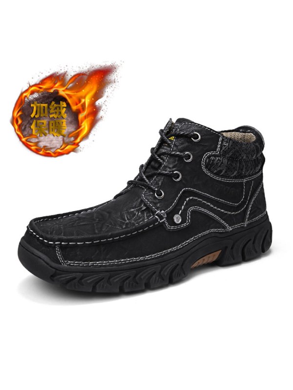 英伦班纳(ENLEN&BENNA)2019新款男鞋户外休闲男皮鞋英伦真皮高帮工装大码户外运动鞋子潮