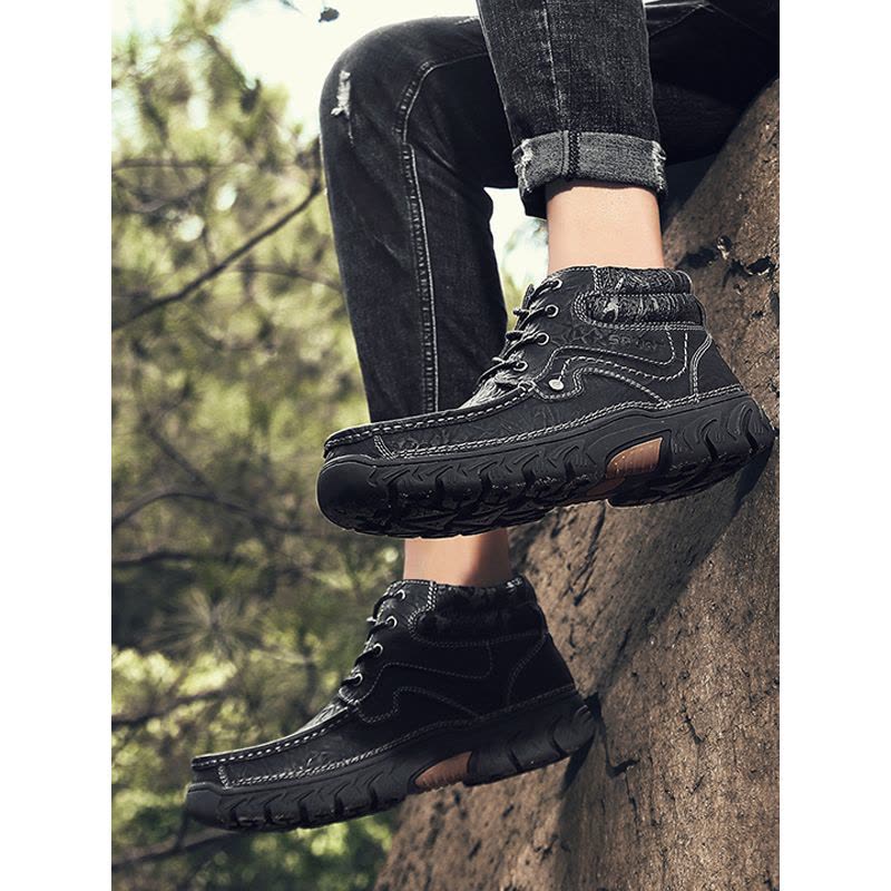 英伦班纳(ENLEN&BENNA)2019新款男鞋户外休闲男皮鞋英伦真皮高帮工装大码户外运动鞋子潮图片