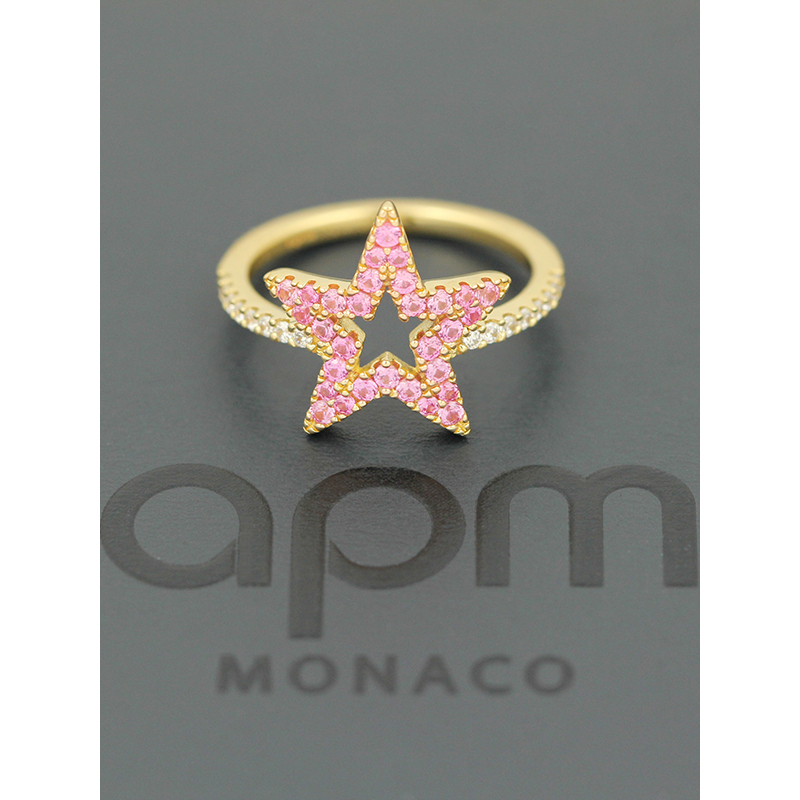 杨幂同款apmmonaco紫红色星形戒指女士设计感时尚五角星食指戒925银