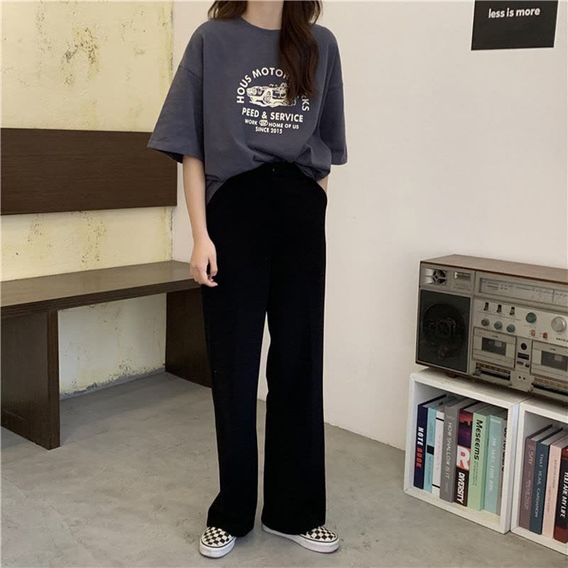 夏季韩版宽松短袖T恤女韩版新款bf风大码上衣情侣打底衫图片