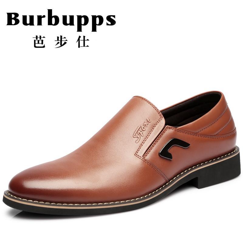 Burbupps法国芭步仕2019春尚新结婚鞋新款商务休闲鞋正装尖头套脚男鞋