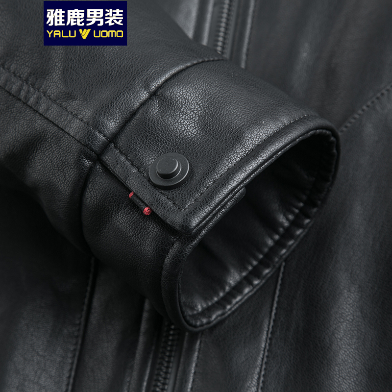 雅鹿男装秋冬季新款皮羽绒夹克保暖外套L18873