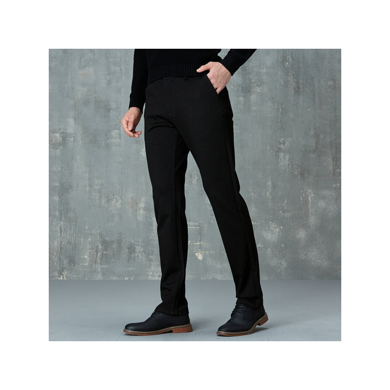 才子男装休闲裤男秋季新品易打理简约百搭直筒修身细条纹商务休闲裤子