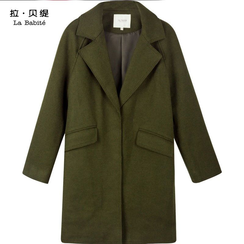 拉贝缇羊毛大衣冬季新款女呢子大衣女韩版学生中长款修身60007028