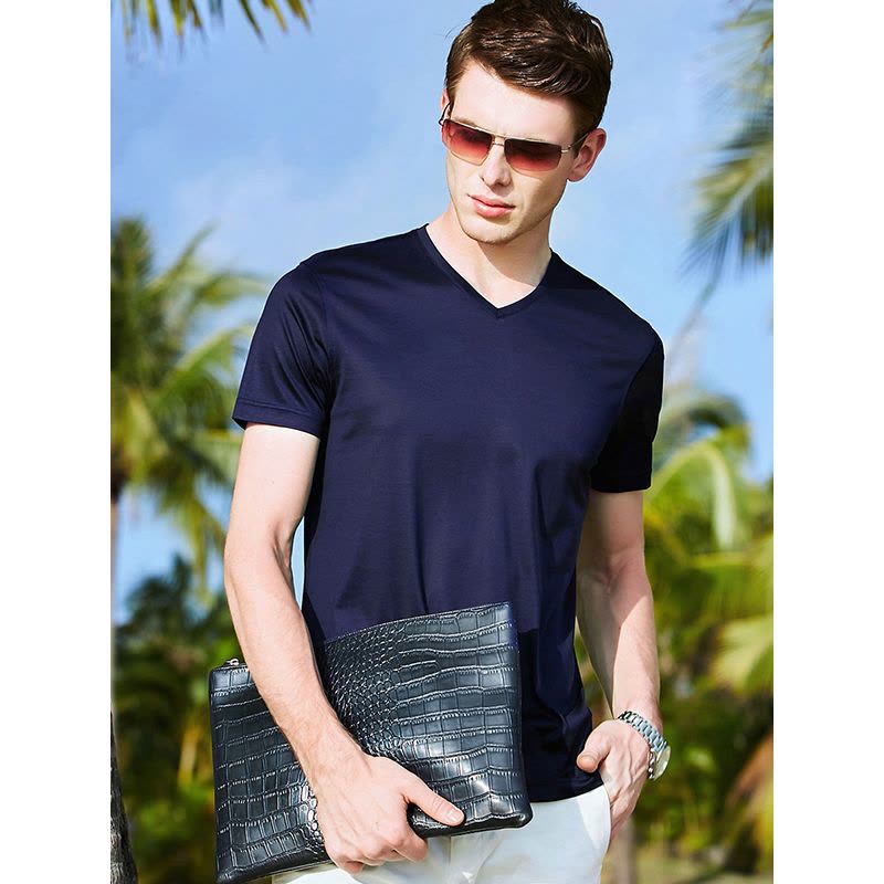 JOW 桑蚕丝正品真丝短袖V领T恤图片