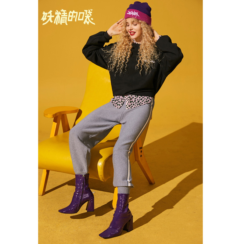 妖精的口袋Y侧条纹运动裤女秋装韩版宽松哈伦裤休闲长裤Q_1